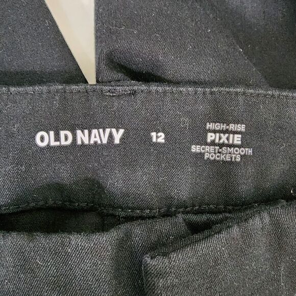 Old Navy Women Ankle Pants Size 12 High Waisted Pixie Skinny Black Secret Pocket - Picture 7 of 10